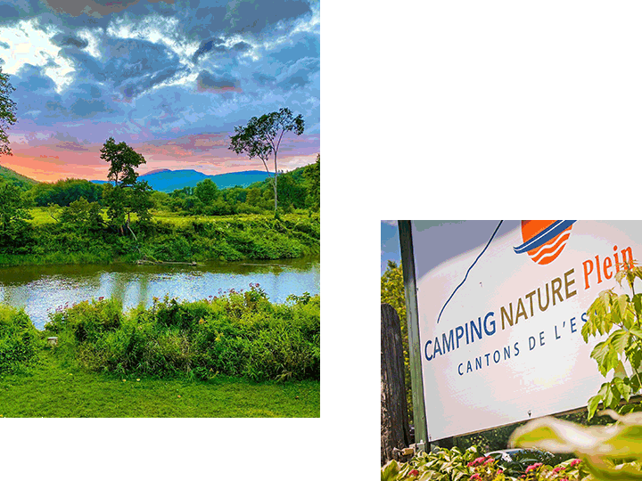 Camping Nature Plein Air - 150 sites étalés sur 80 acres de terrain boisé et bordé de la rivière Missisquoi